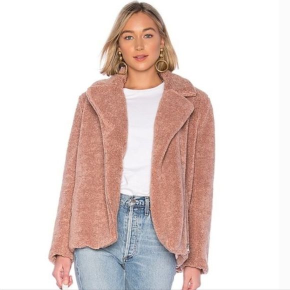 MINKPINK pink Dawn Teddy Coat /Jacket Pink Size Small EUC